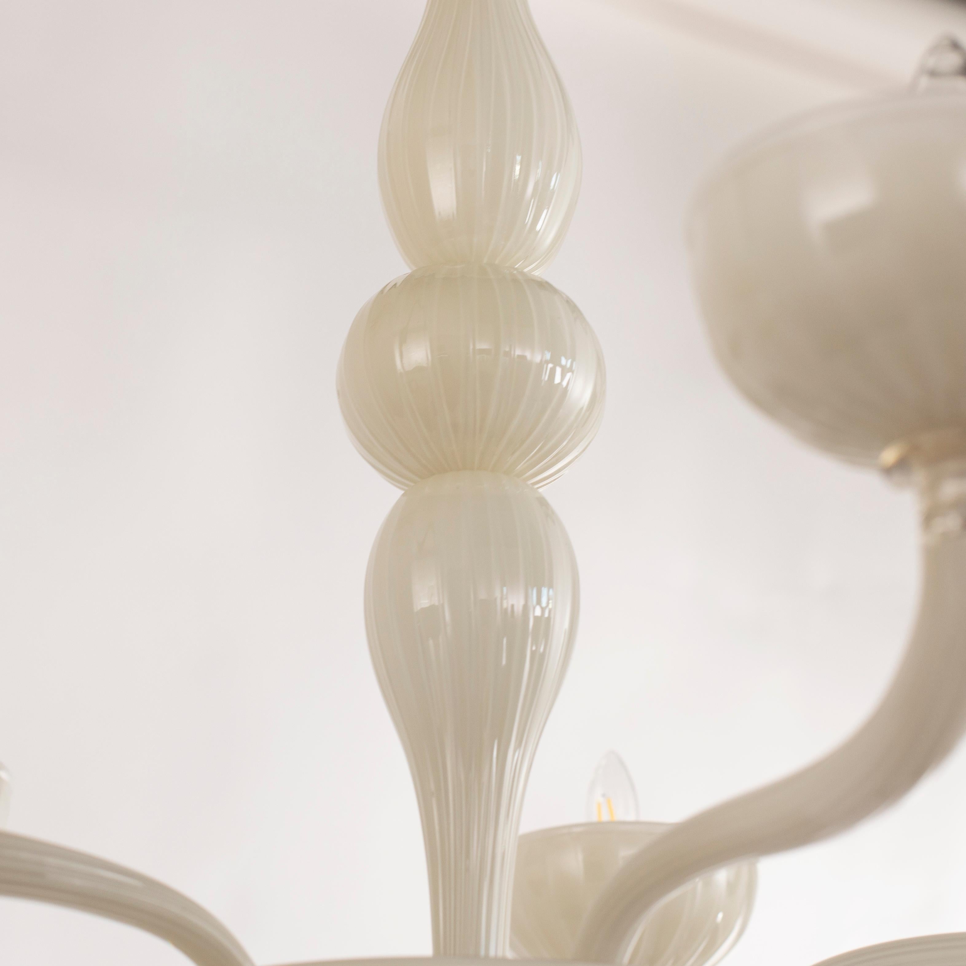 Rigadin Chandelier 5 Arms encased Ivory Murano Glass Edgar by Multiforme In New Condition For Sale In Trebaseleghe, IT