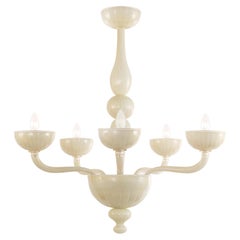 Rigadin Chandelier 5 Arms encased Ivory Murano Glass Edgar by Multiforme