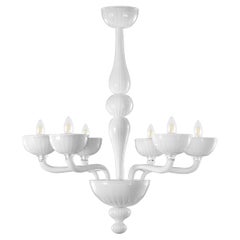 Araña Rigadin 6 Brazos Vidrio Murano Blanco Encastrado Edgar by Multiforme