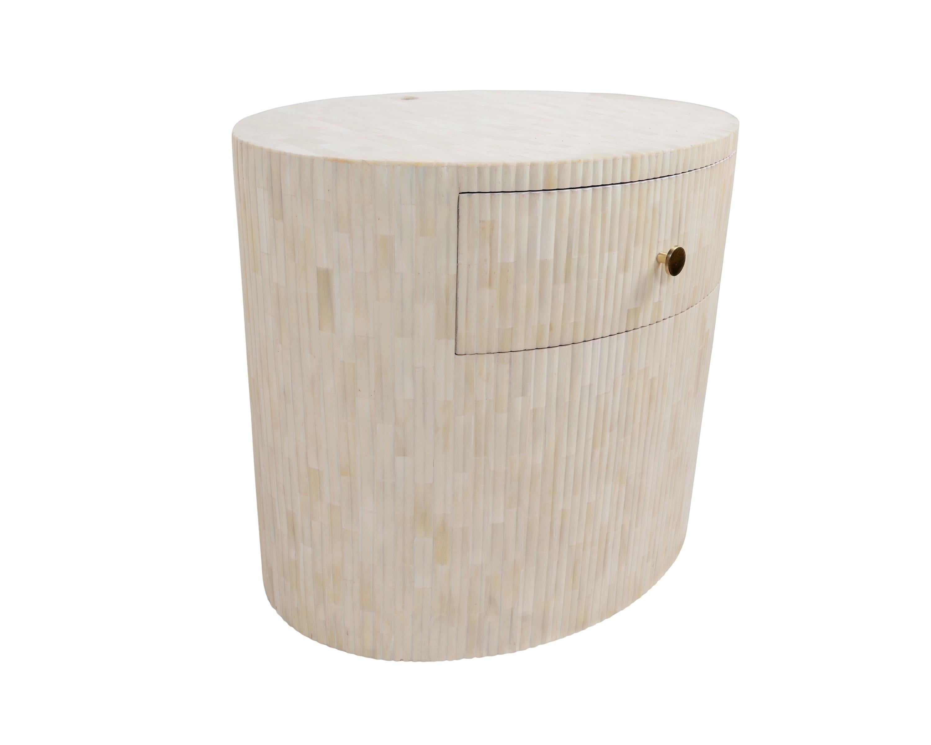 Rigato Nightstand - Bone Inlay with Fluted Details In New Condition For Sale In New York City, NY