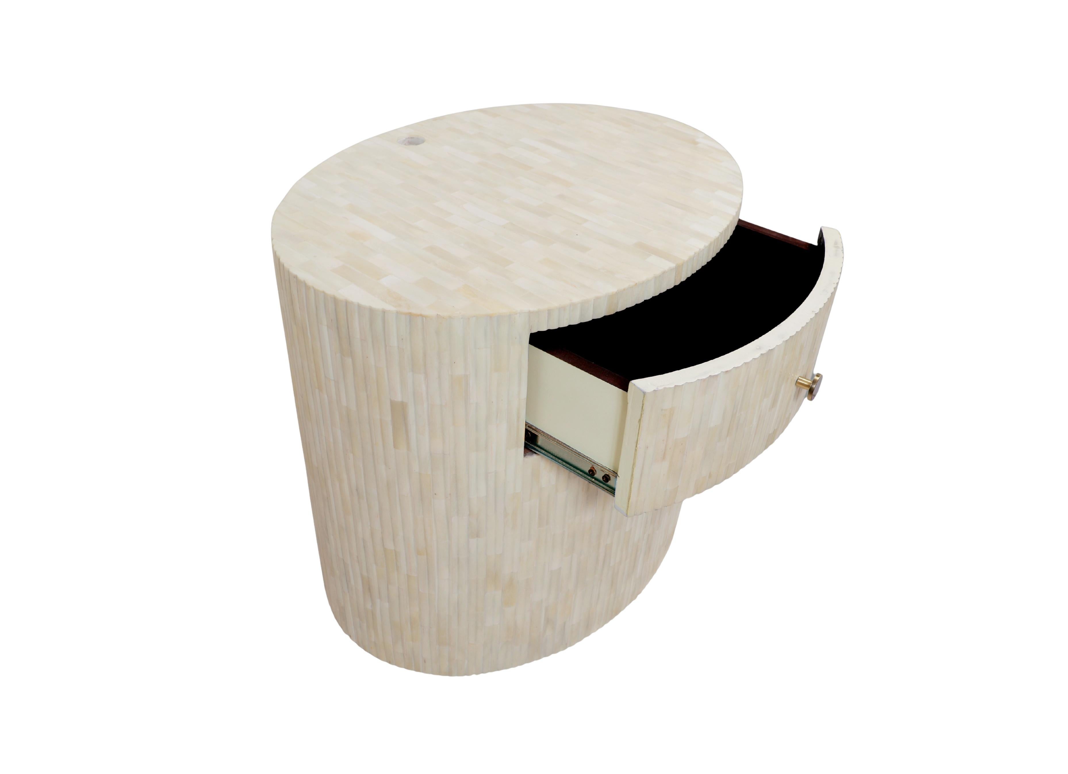 Contemporary Rigato Nightstand - Bone Inlay with Fluted Details For Sale