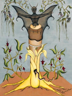 El diablo emerge del tambor vudú surrealista  - Sans titre (Diable)