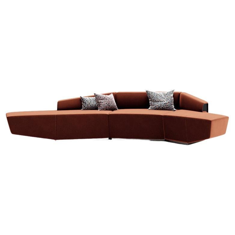 Contemporary Modular Sofa Settee Velvet Geometric For Sale 2
