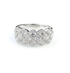 Right Hand Diamond Ring with Scallop Cross-Over Design