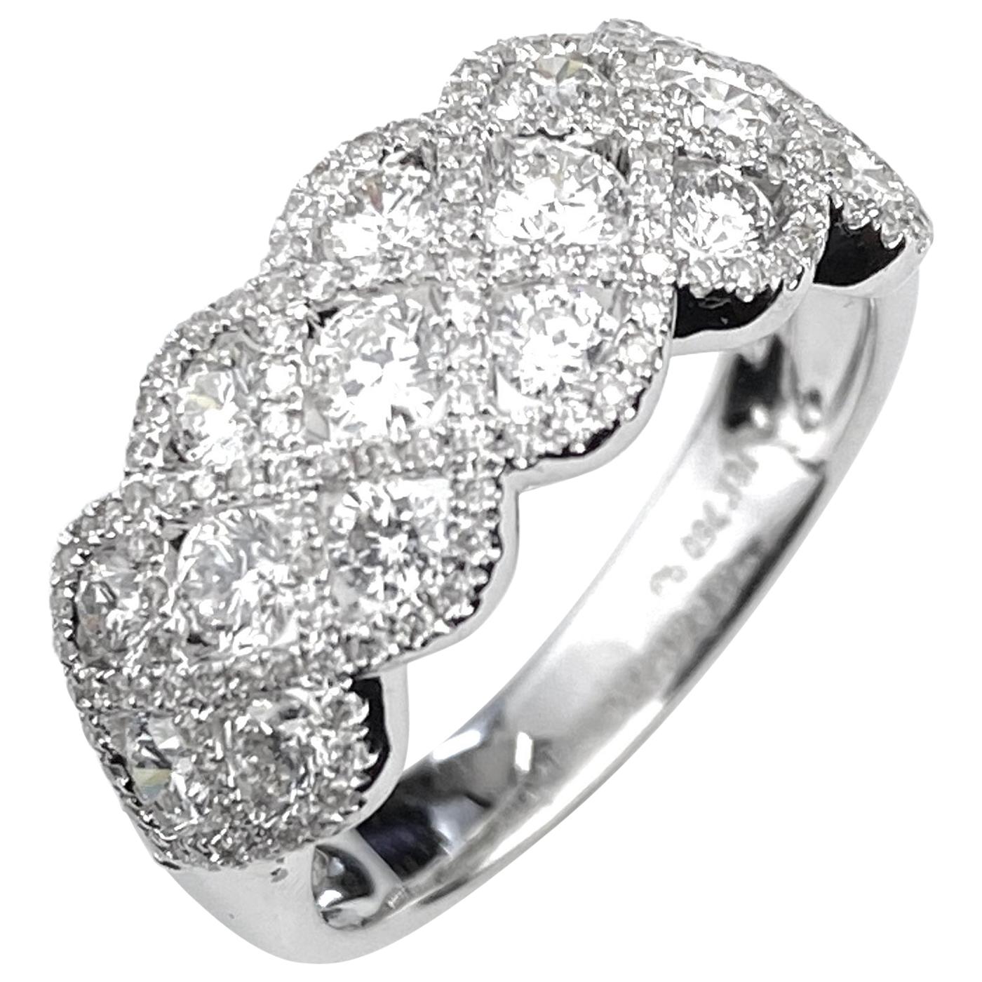 Right Hand Diamond Ring with Scallop Cross-Over Design For Sale