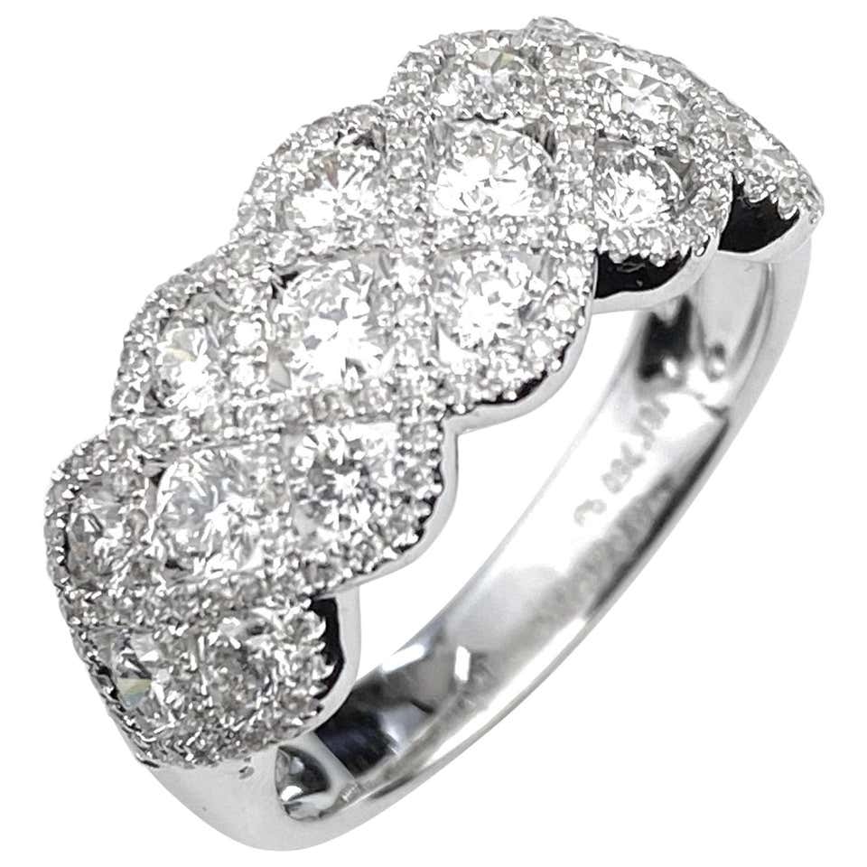 Right Hand Diamond Ring with Scallop Cross-Over Design For Sale at ...