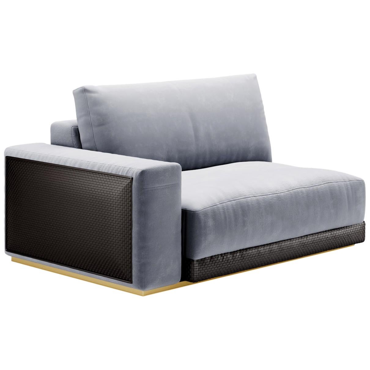 Right or Left Arm Contemporary Sofa Settee Velvet Leather