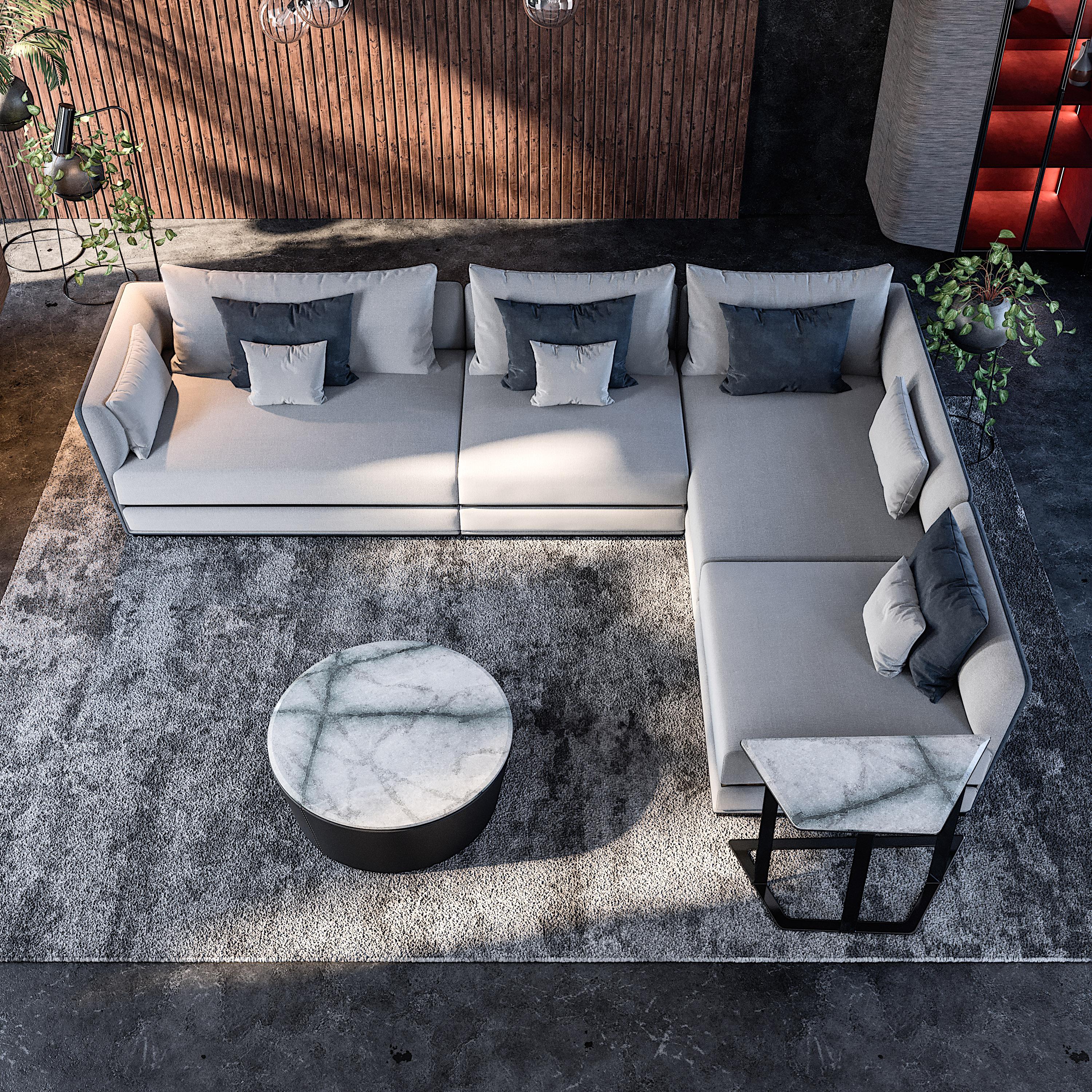 Modern Right/Left Corner Double Element Modular Sofa Geometric Settee For Sale