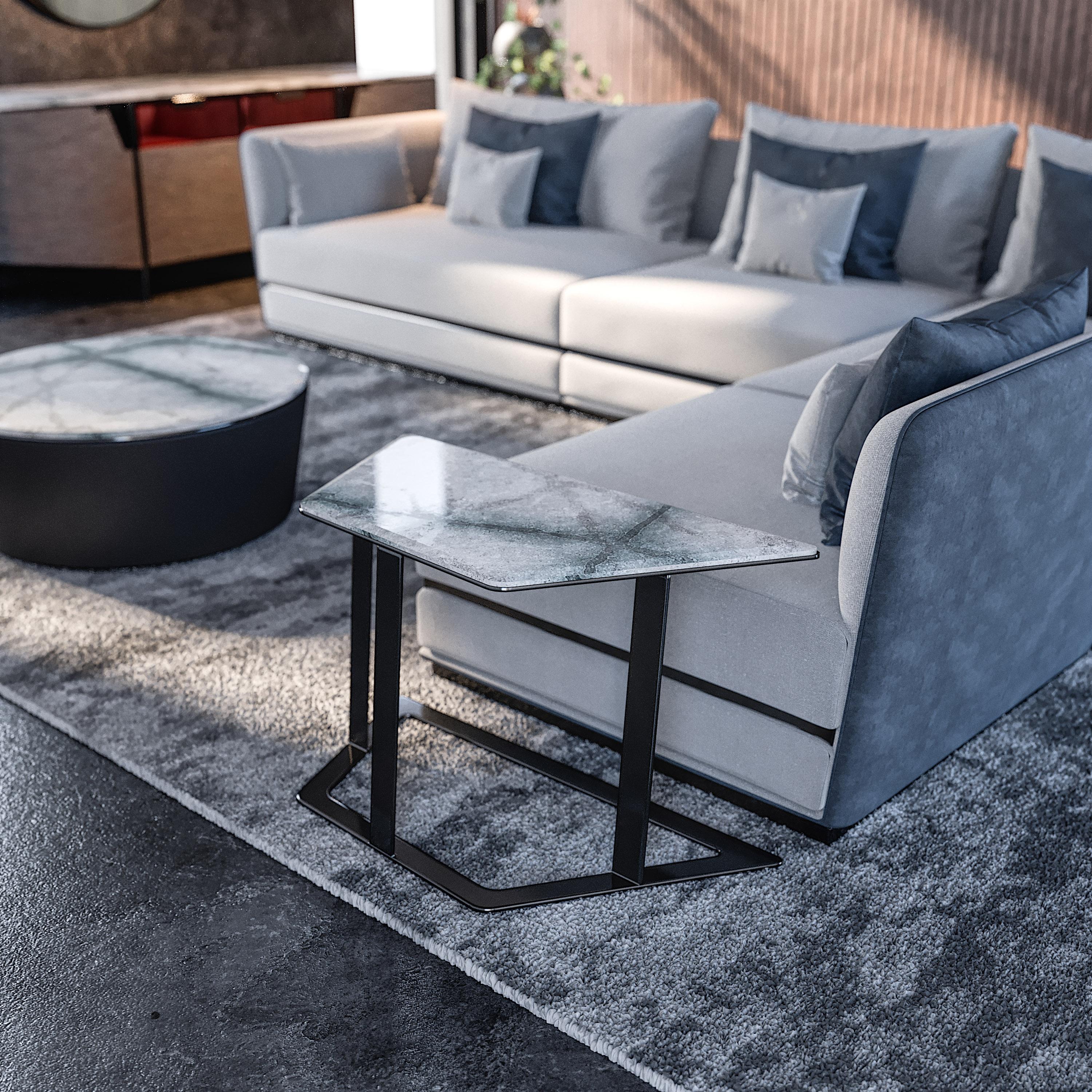 Contemporary Right/Left Corner Double Element Modular Sofa Geometric Settee For Sale