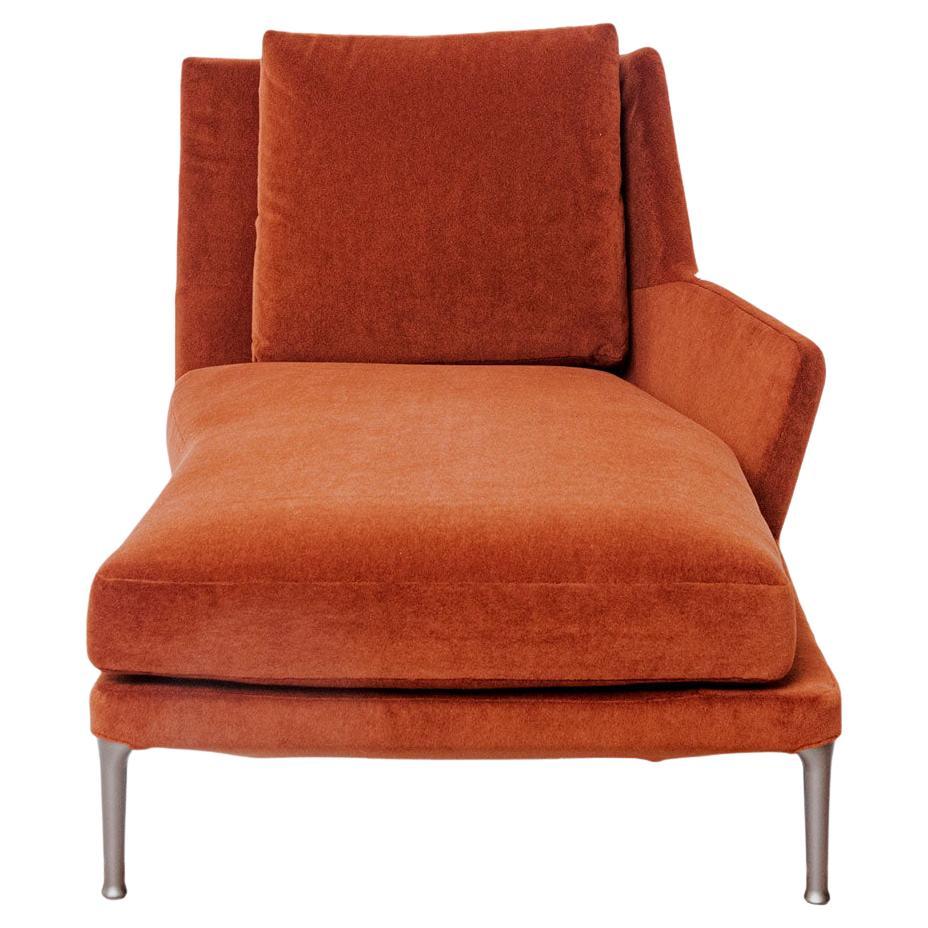 Right Rust Colored Fabric Upholstered Chaise Lounge, B&B Italia