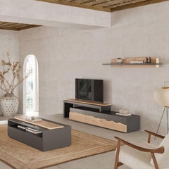 Woodland Right Side Extensible Tv Cabinet with 3 Drawers, Lacquered Finishing