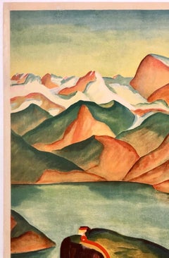 RIGI - SWITZERLAND Original Vintage Swiss Travel Tourism Art Deco Poster 1925