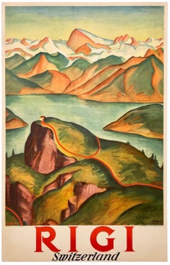 RIGI - SWITZERLAND Original Vintage Swiss Travel Tourism Art Deco Poster 1925