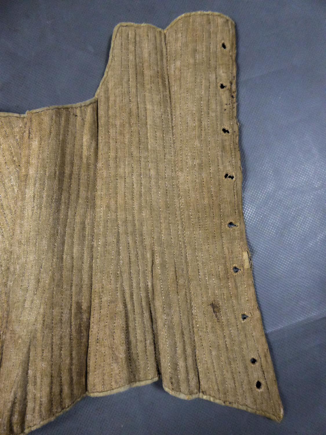 Rigid 18th Century Whale Boned Linen Bodice Circa 1730 4