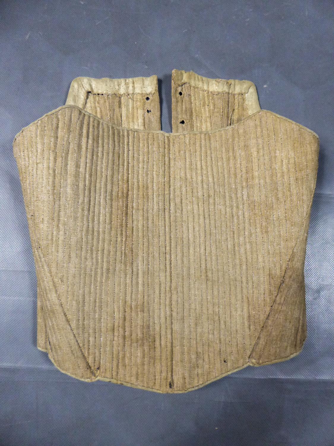 Rigid 18th Century Whale Boned Linen Bodice Circa 1730 5