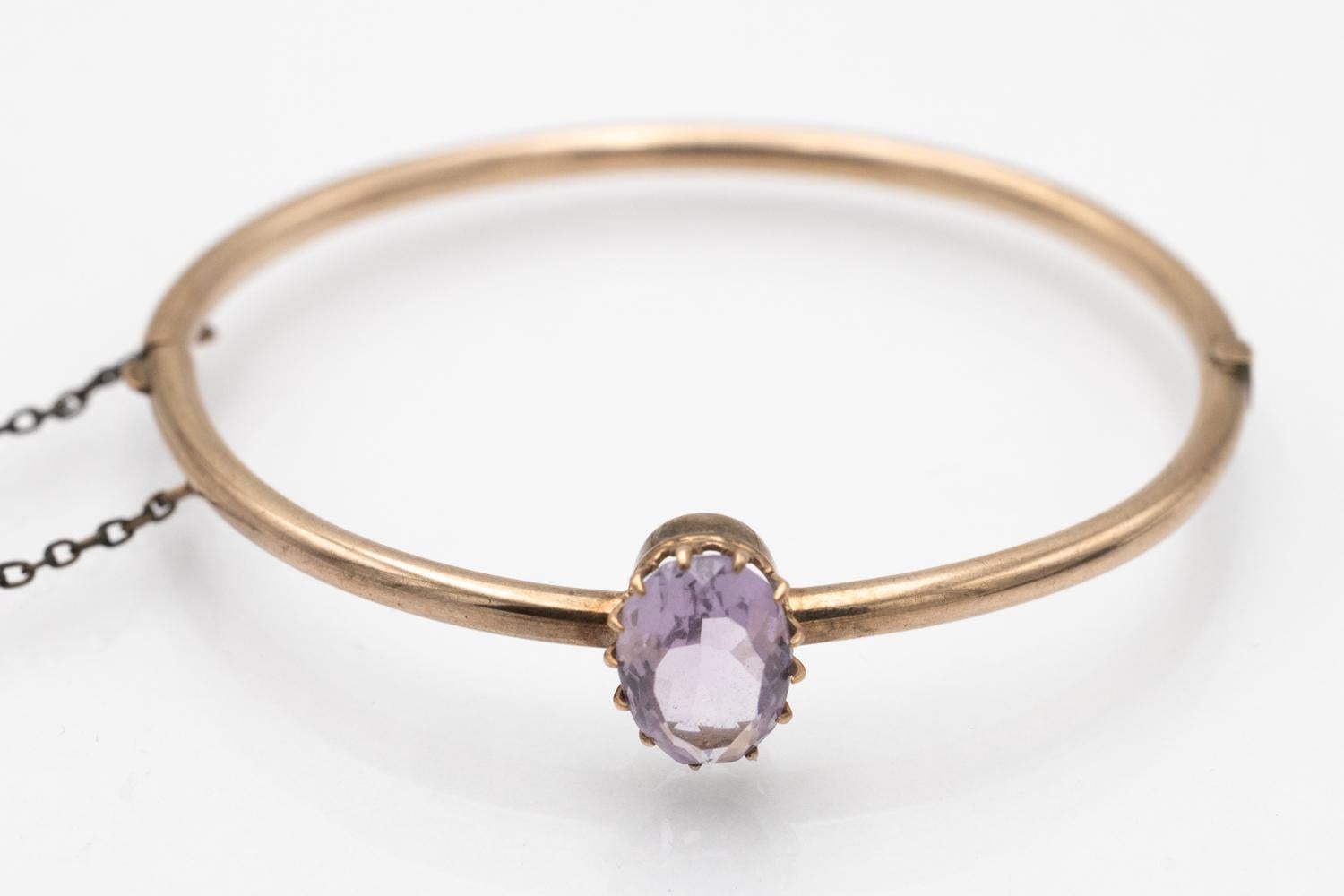 Rigid-Armband mit ovalem Amethyst im Zustand „Gut“ im Angebot in Chorzów, PL