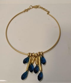 Rigid Choker with Tubes and  Capri Blue Crystals