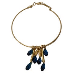 Rigid Choker with Tubes and  Capri Blue Crystals