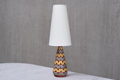 Rigmor Nielsen Ceramic Table Lamp with Zig Zag Pattern, Søholm, Denmark, 1960s
