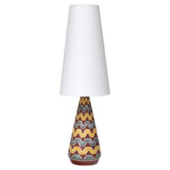 Rigmor Nielsen Ceramic Table Lamp with Zig Zag Pattern, Søholm, Denmark, 1960s