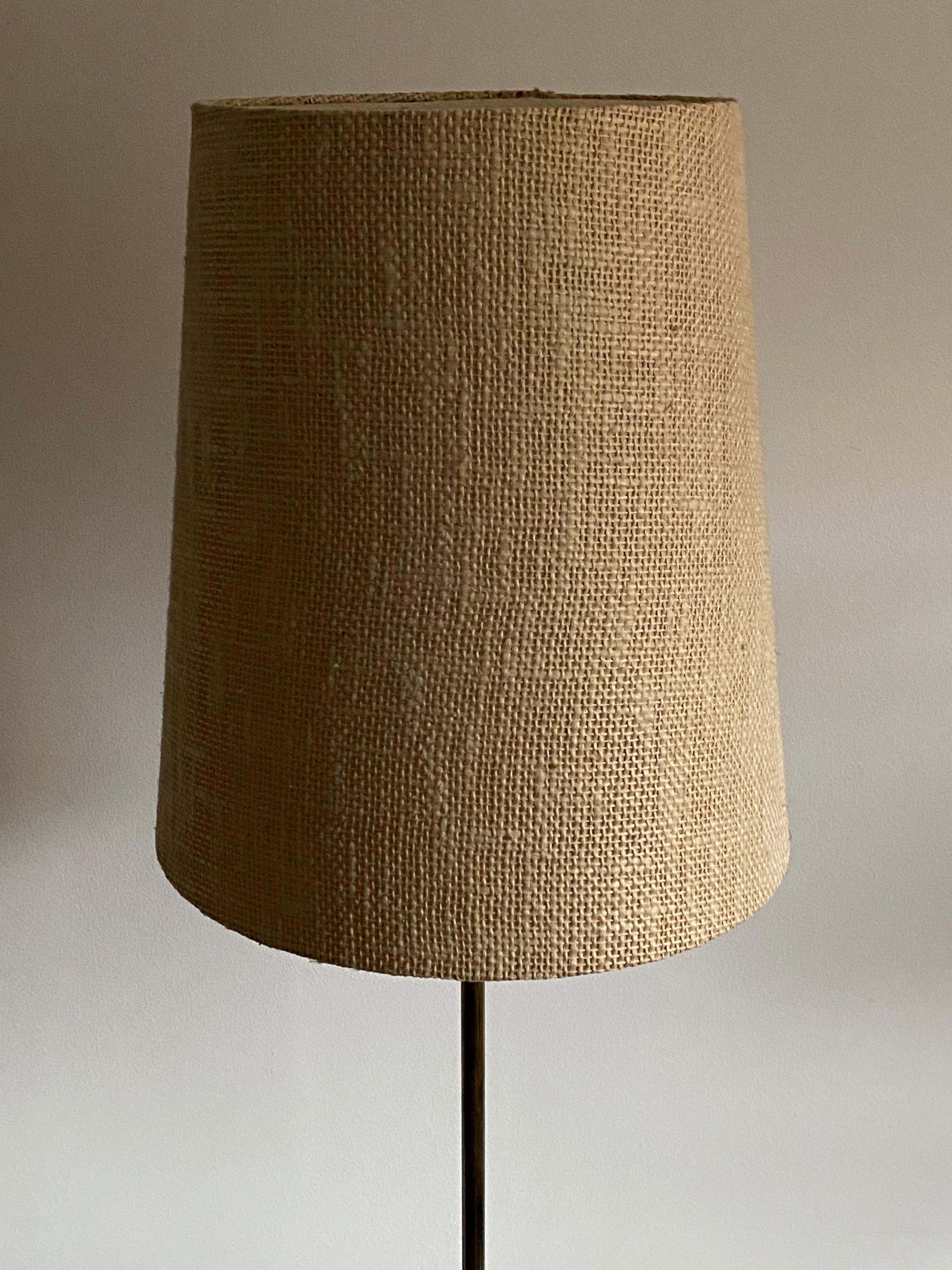 Rigmor Nielsen, Floor Lamp, Hand Painted Ceramic, Brass, Søholm, Denmark, 1960s In Good Condition In High Point, NC