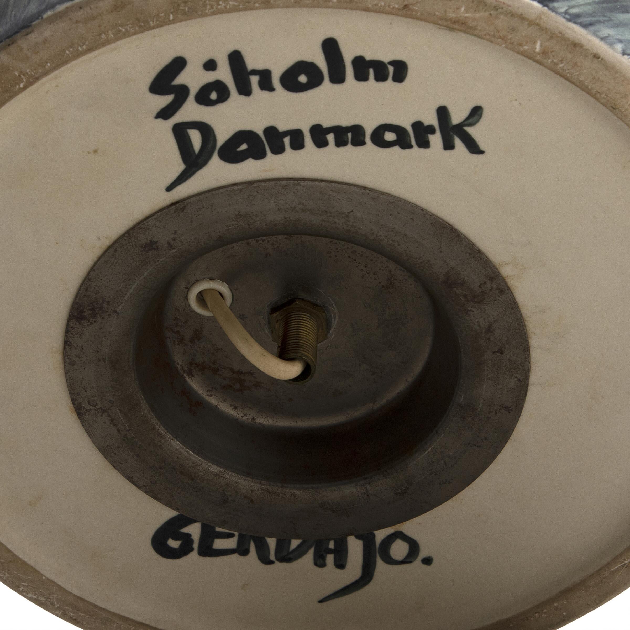 Rigmor Nielsen, Floor Lamp, Hand Painted Ceramic, Brass, Søholm, Denmark, 1960s 3