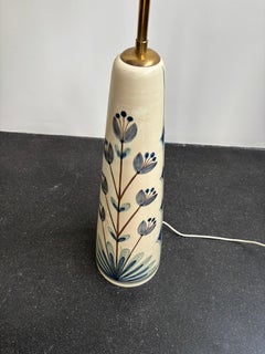 Rigmor Nielsen Large Hand Painted Ceramic Floor Lamp for Søholm, 1960s