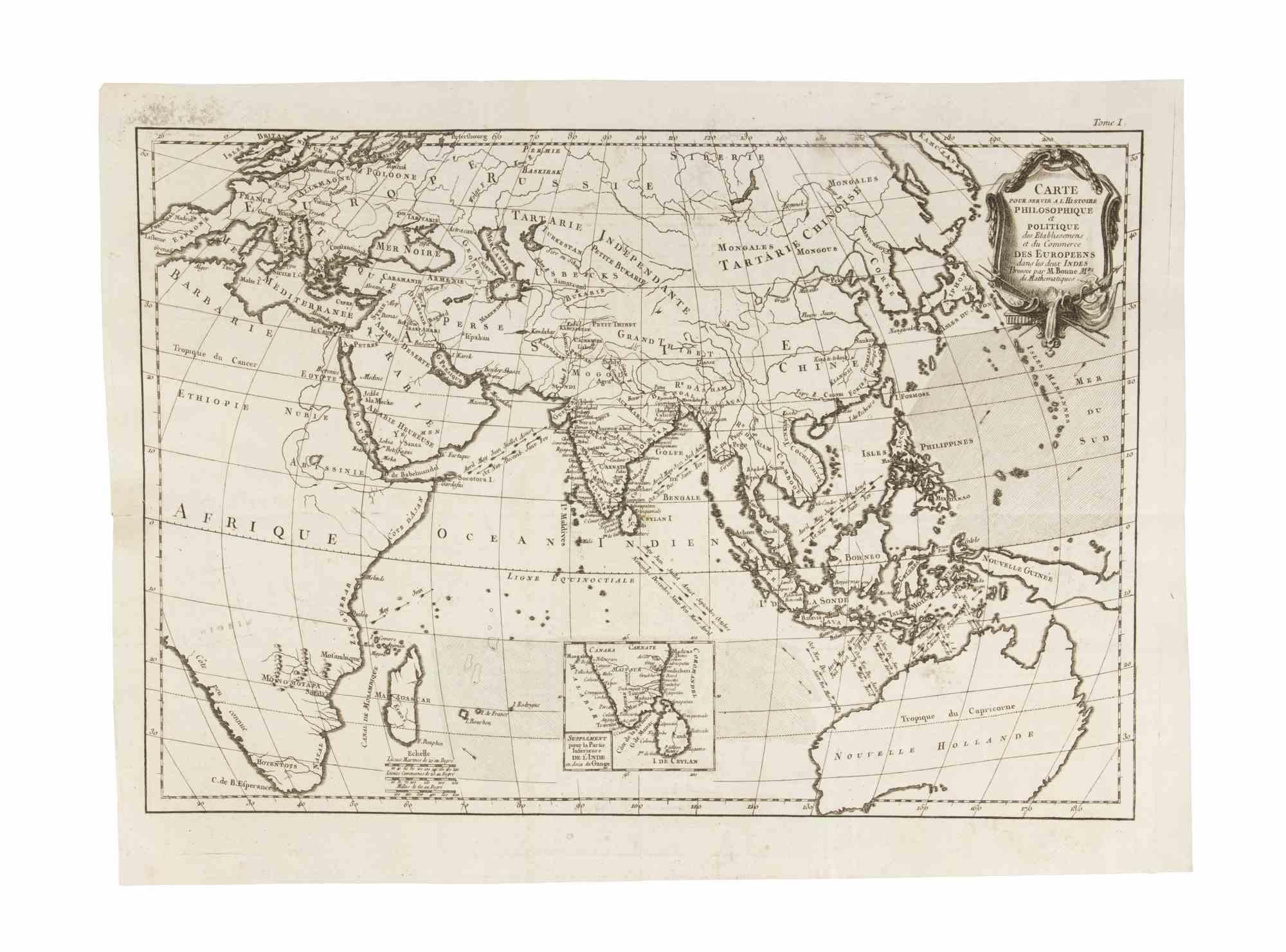 Carte Pour Servir à l'Histoire Philosophique.. - Aguafuerte de Rigobert Bonne- 1780 en venta 1