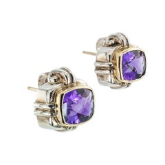 Rigoberto Amethyst Silver Yellow Gold Stud Earrings
