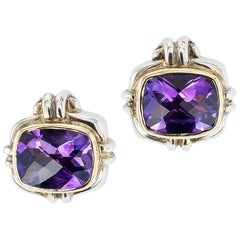 Rigoberto Amethyst Silver Yellow Gold Stud Earrings