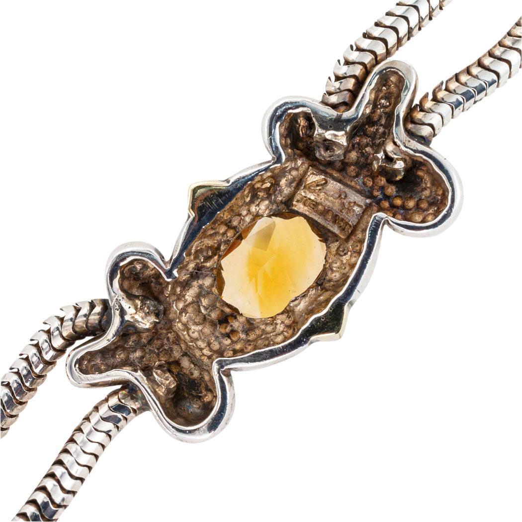 Rigoberto Citrine Sterling Silver Yellow Gold Necklace In Good Condition In Los Angeles, CA