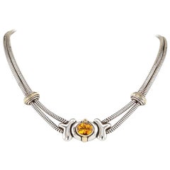 Rigoberto Citrine Sterling Silver Yellow Gold Necklace