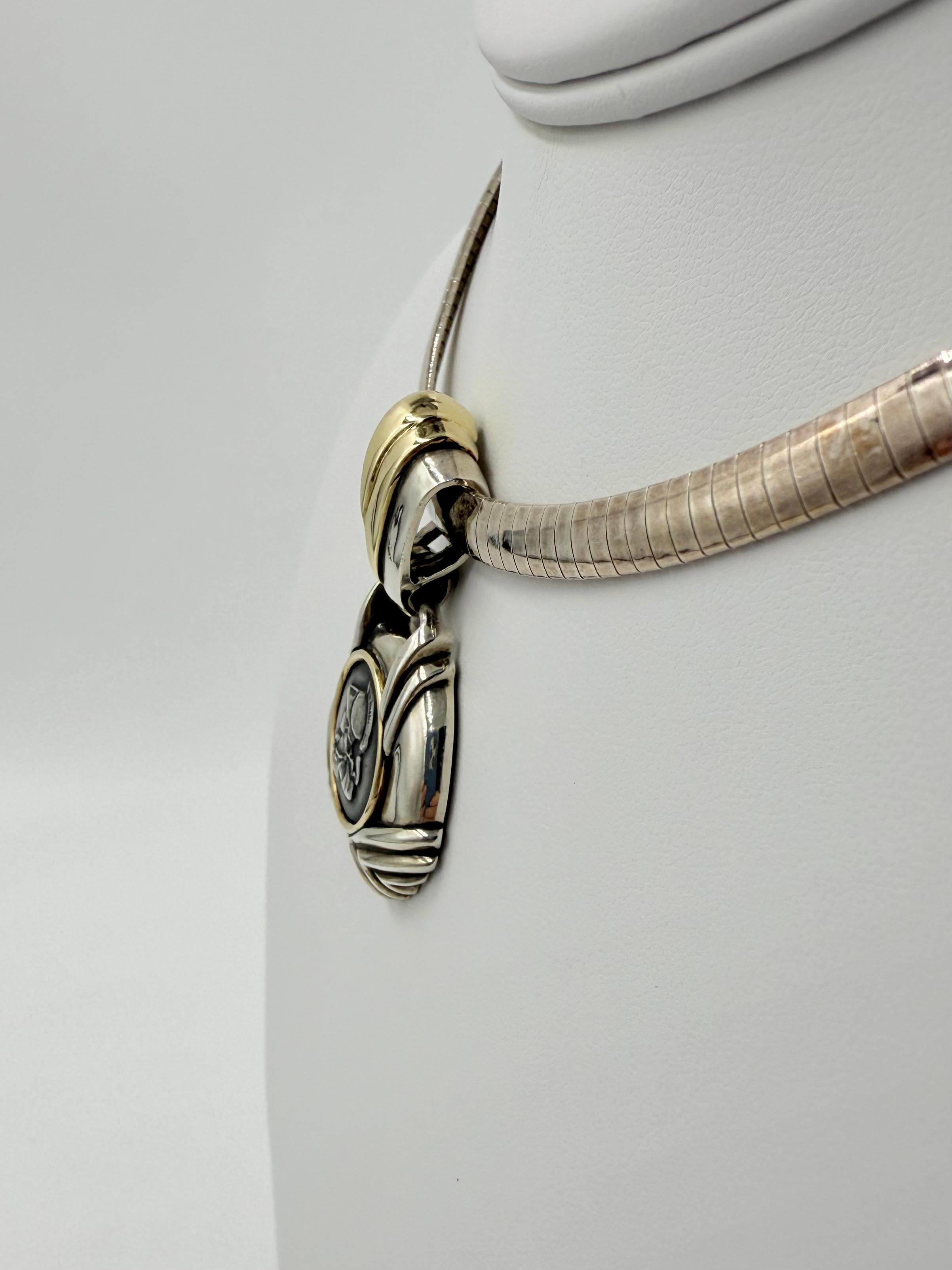 Art Deco Rigoberto Coin Replica Silver And Gold Slide Pendant Necklace For Sale