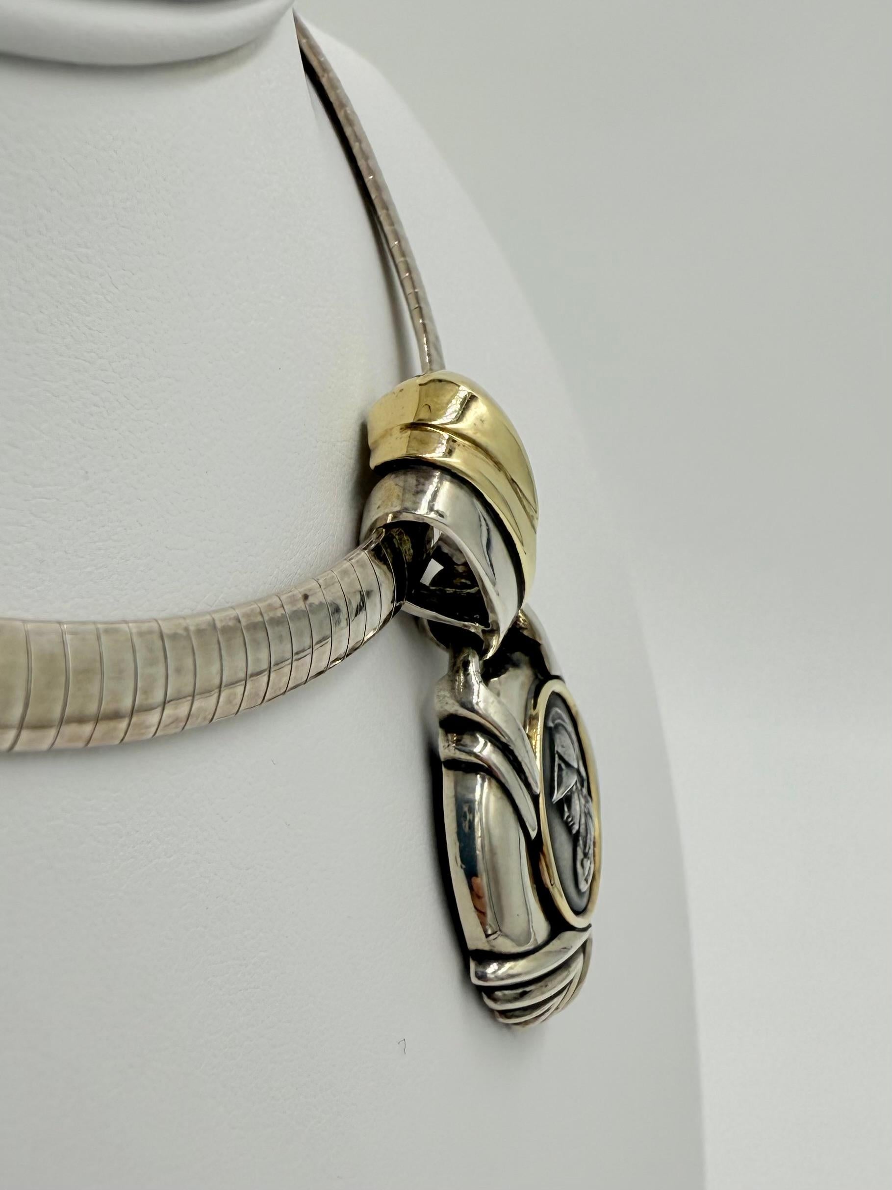 Rigoberto Coin Replica Silver And Gold Slide Pendant Necklace In Good Condition For Sale In Los Angeles, CA