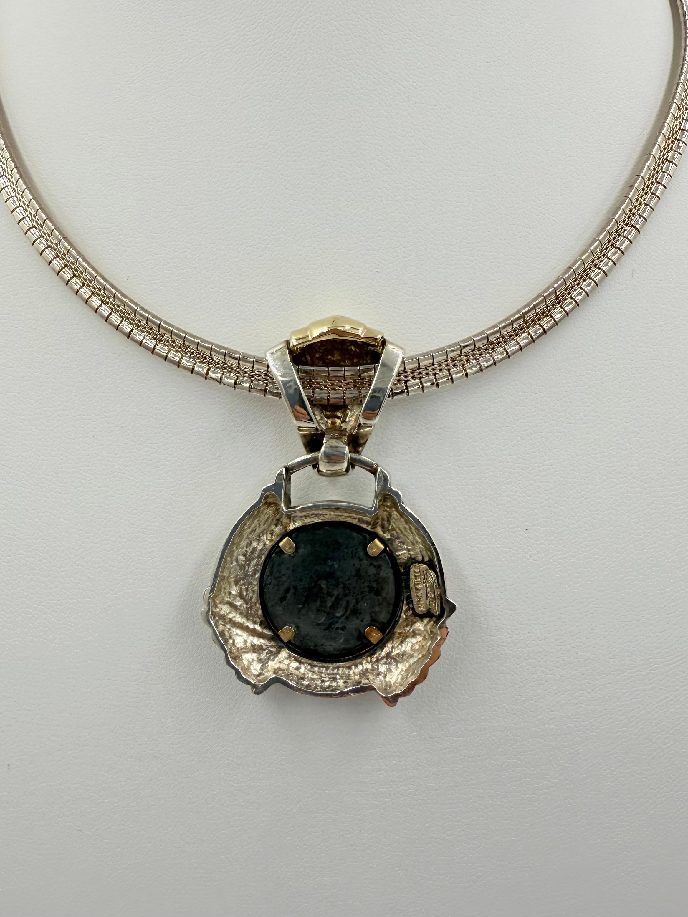 Women's or Men's Rigoberto Coin Replica Silver And Gold Slide Pendant Necklace For Sale