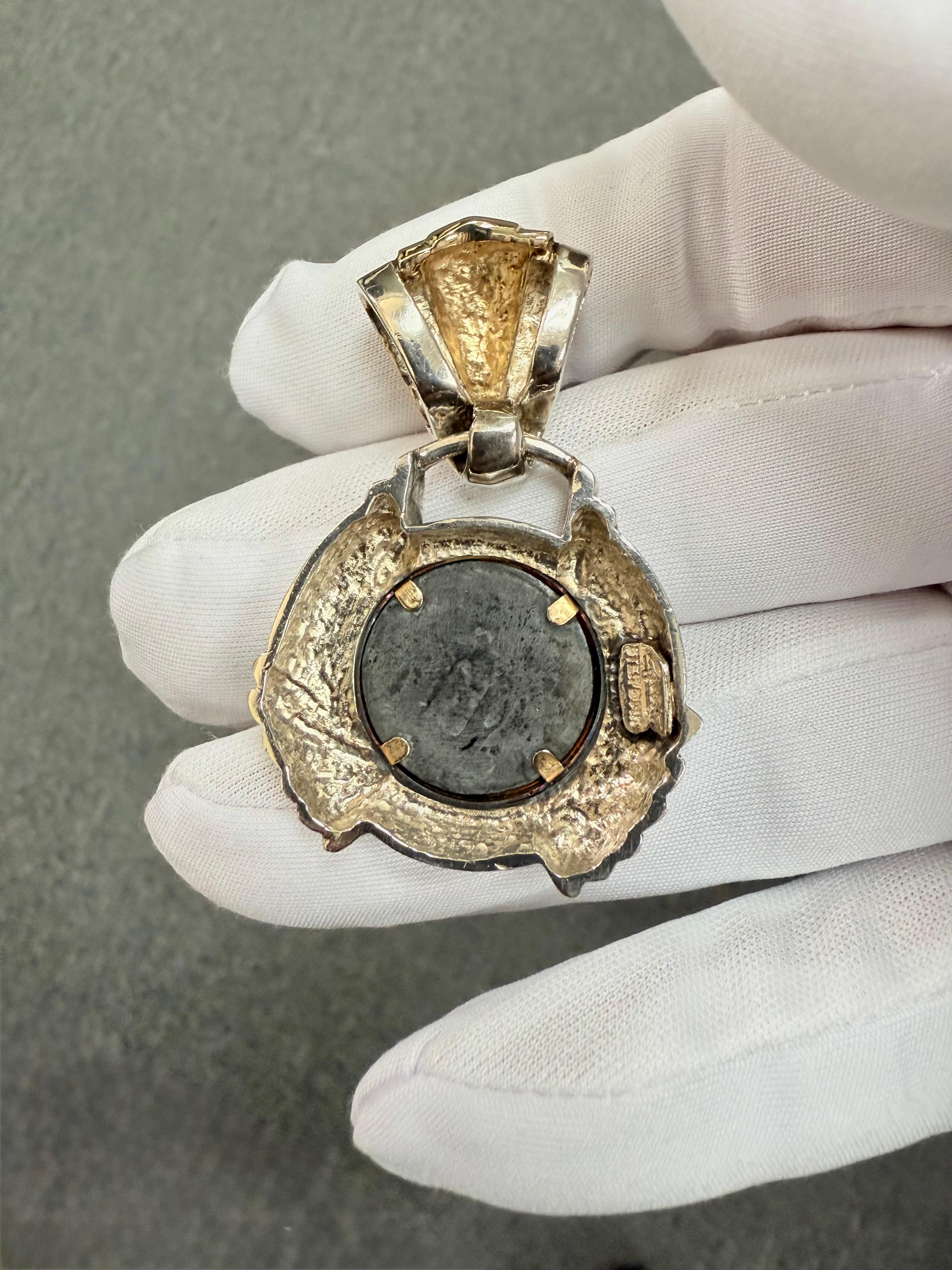 Rigoberto Coin Replica Silver And Gold Slide Pendant Necklace For Sale 4