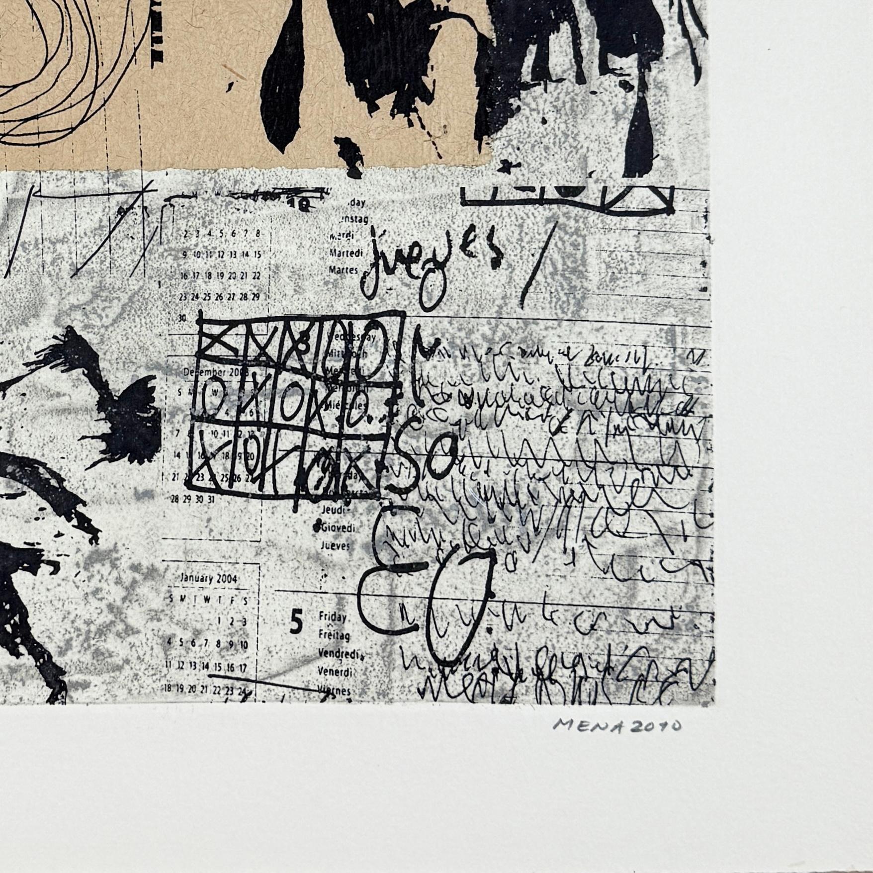 Giovedì potrebbe essere un grande giorno 2010 firmato originale Bon A Tirer incisione collage - Print Contemporaneo di Rigoberto Mena