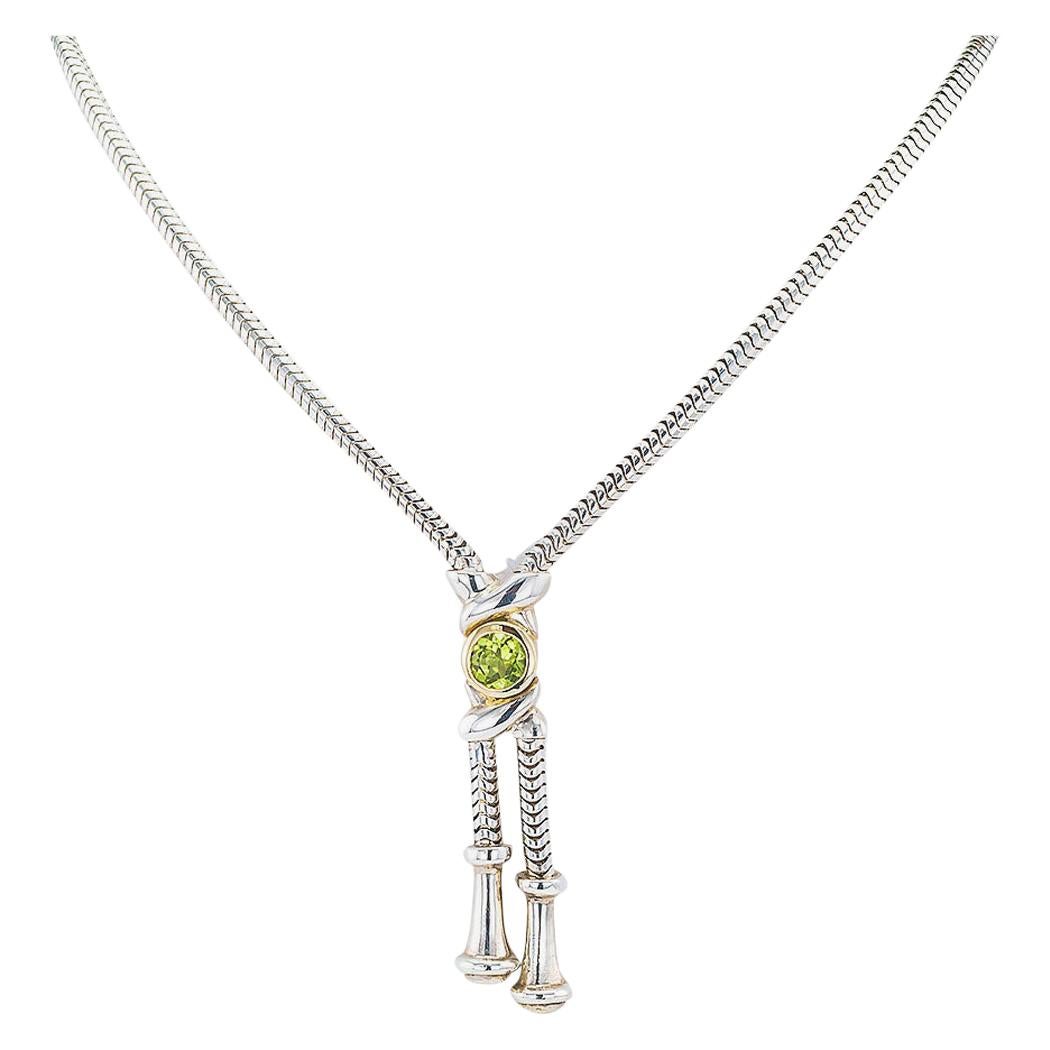 Rigoberto Peridot Sterling Silver Yellow Gold Necklace