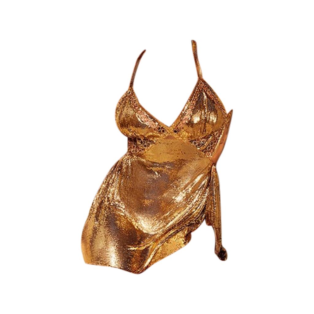 Rihanna Gold Mini Dress made from Vintage Metal Mesh