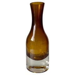 Vintage Riihimäen Lasi Oy Small Brown Glass Vase, 1970s