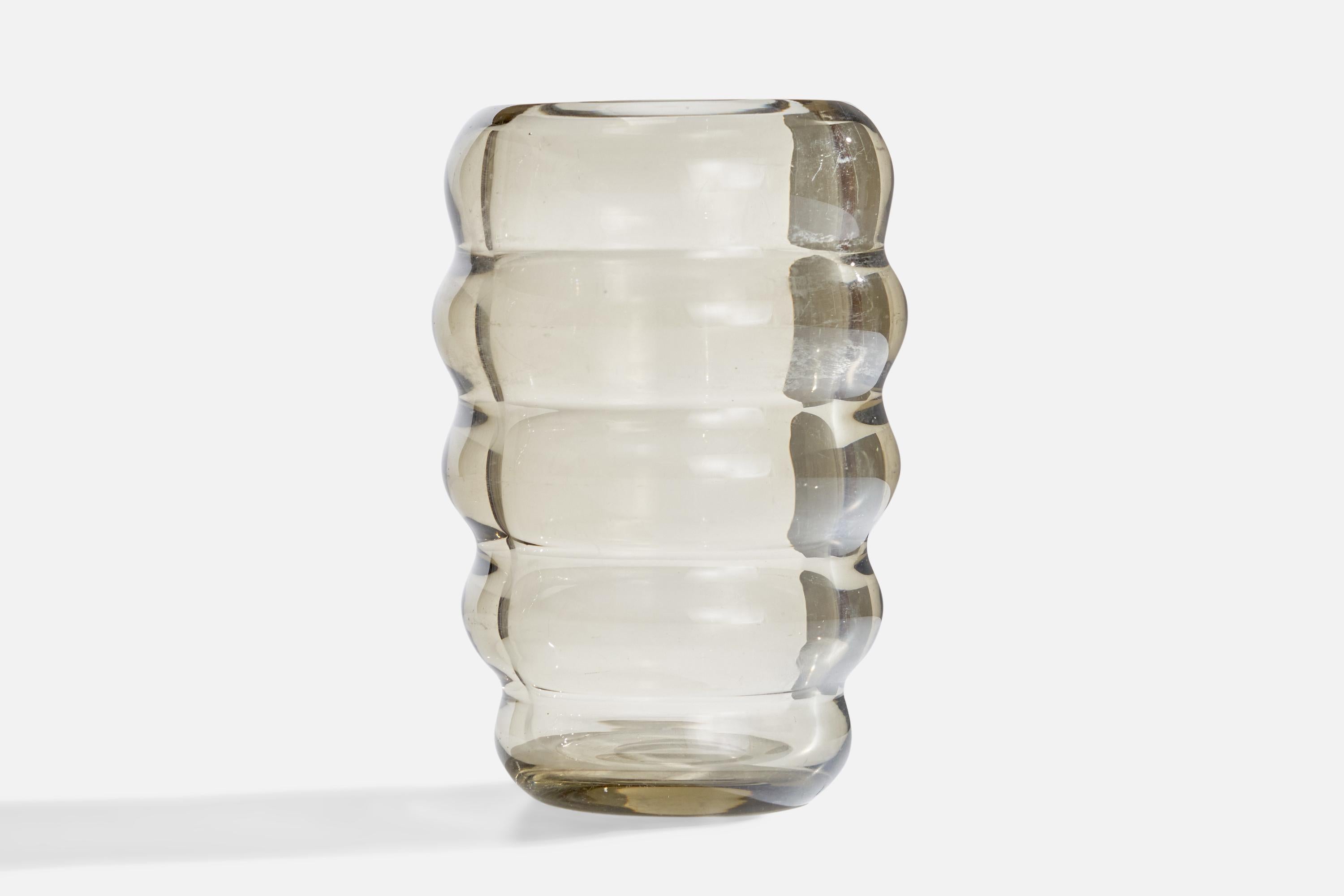 Finnish Riihimäen Lasi, Vase, Glass, Finland, 1930s For Sale
