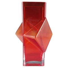 Vintage Riihimaki #1388 Erkkitapio Siiroinen Red Glass Pablo Vase