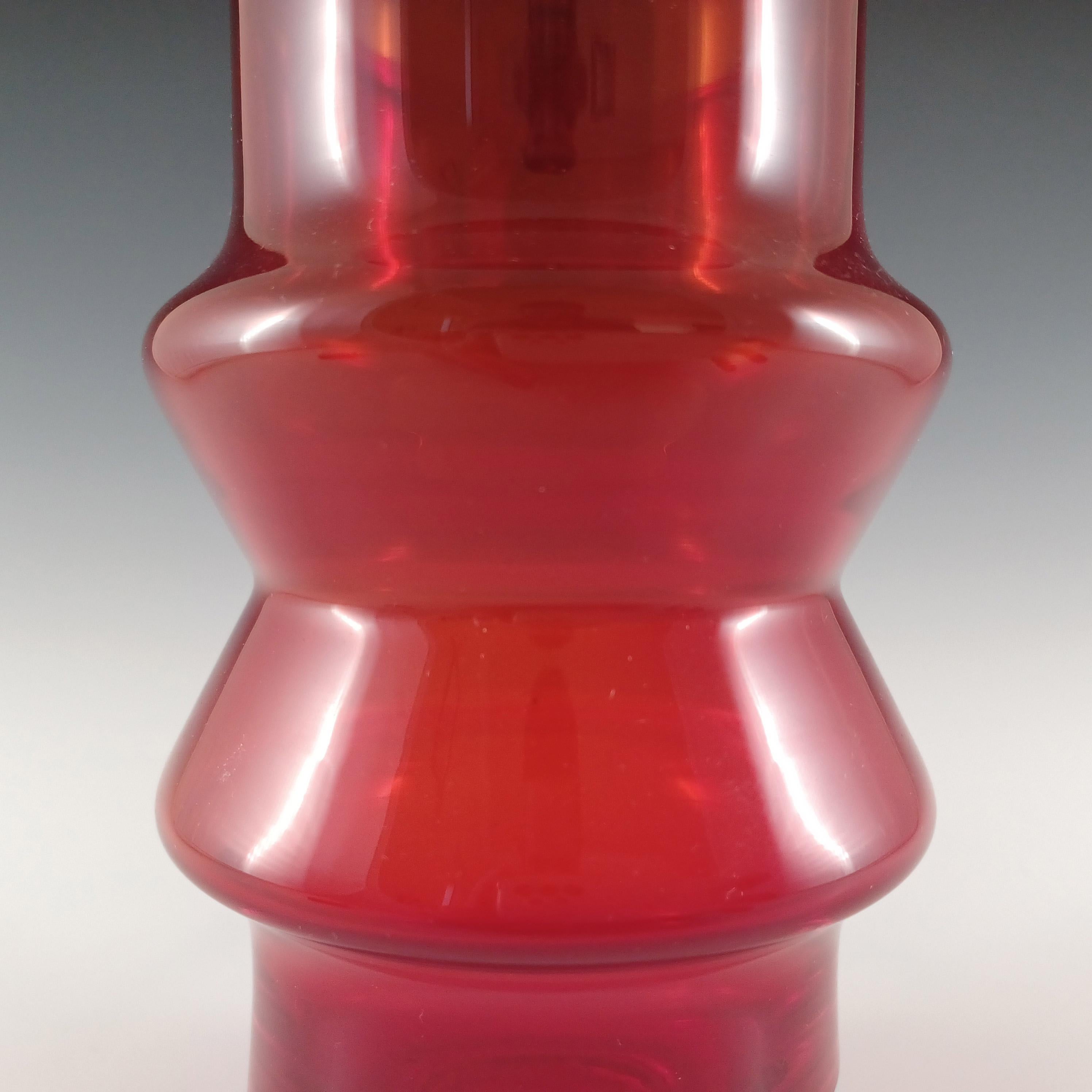 Fatto a mano Vaso Riihimaki #1519 Riihimaen in vetro rosso 