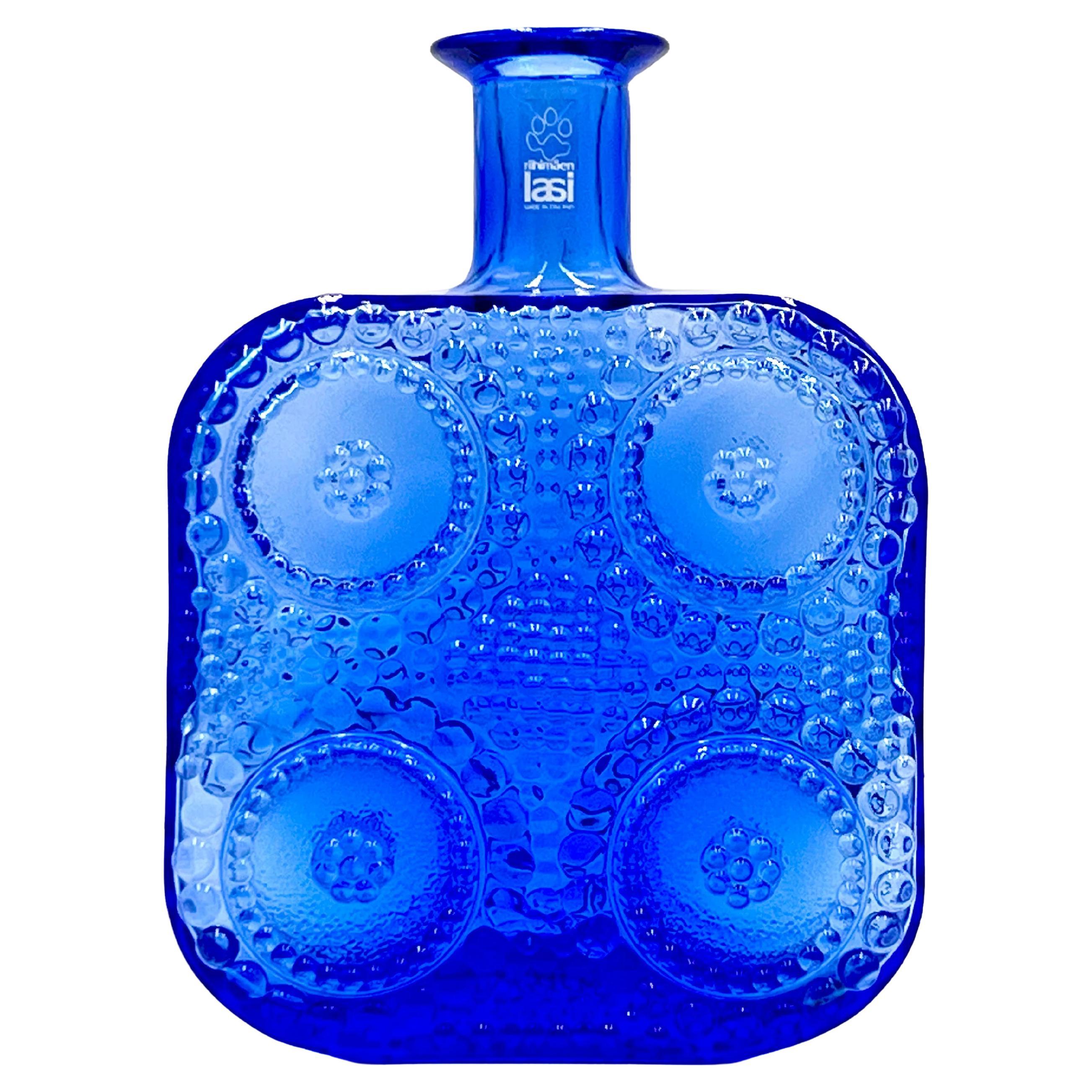 Riihimäki / Riihimäen Lasi (Finland) 'Grapponia' Bottle Vase, in Blue