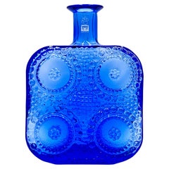 Riihimäki / Riihimäen Lasi (Finland) 'Grapponia' Bottle Vase, in Blue