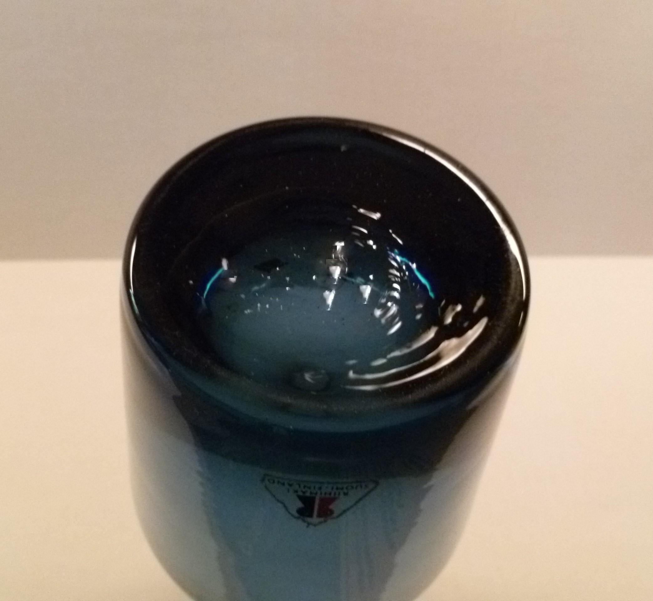 Riihimäki Scandinavian Modern Blue Glass Vase by Tamara Aladin, Finland ...