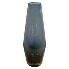 Vintage Riihimäki Scandinavian Modern Blue Glass Vase by Tamara Aladin, Finland, 1960s