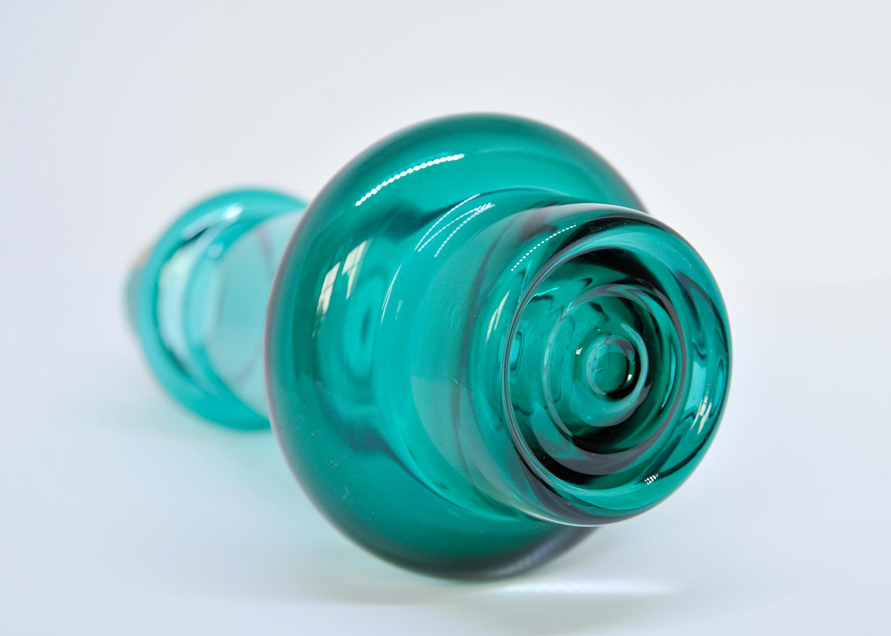 Teal vase designed by Tamara Aladin for Riihimaki, Finland. Manufactured in 1967. In excellent condition.