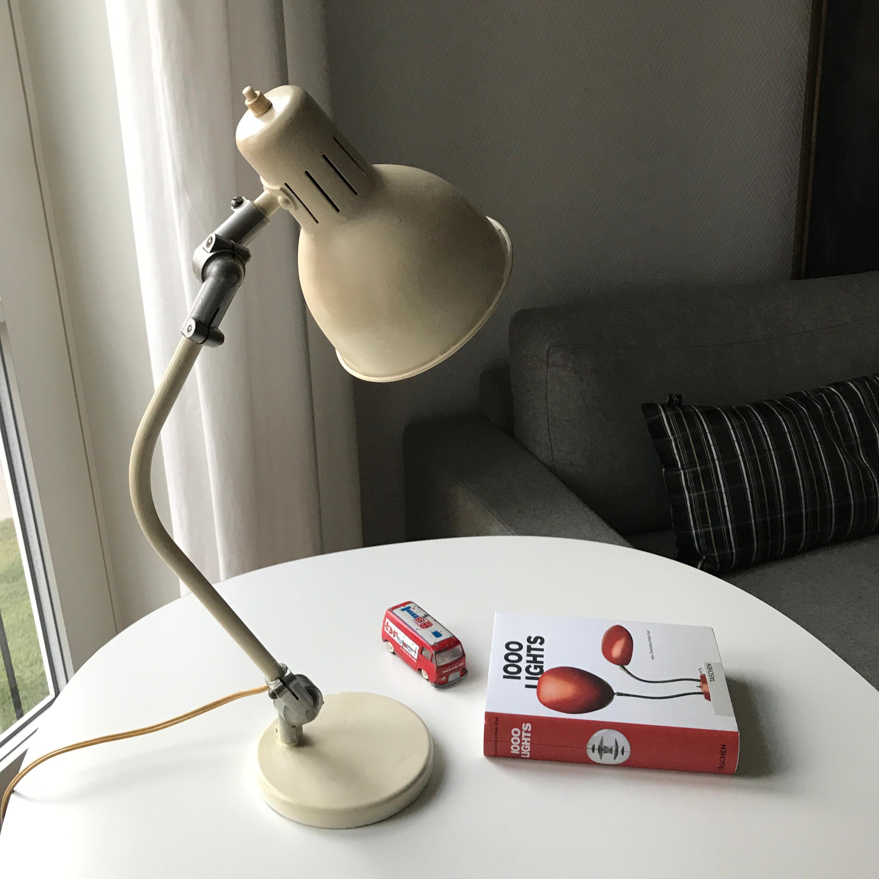 MARQUE RIJO industrial style midcentury desk lamp. Free shipping! The design is kind of the same principals as the more famous French Jielde Desk Lamps. They were made in many different sizes and various numbers of arms. Often used in factory and