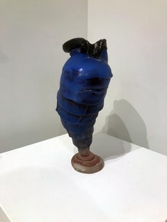 "Blue Cyclone", Abstract, Glass, Sculpture, Vase, Form, Design